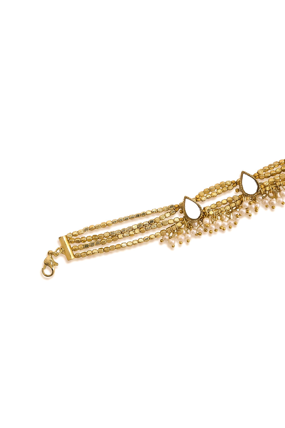 Hammered Gold Choker with Mirror Drops and Pearls