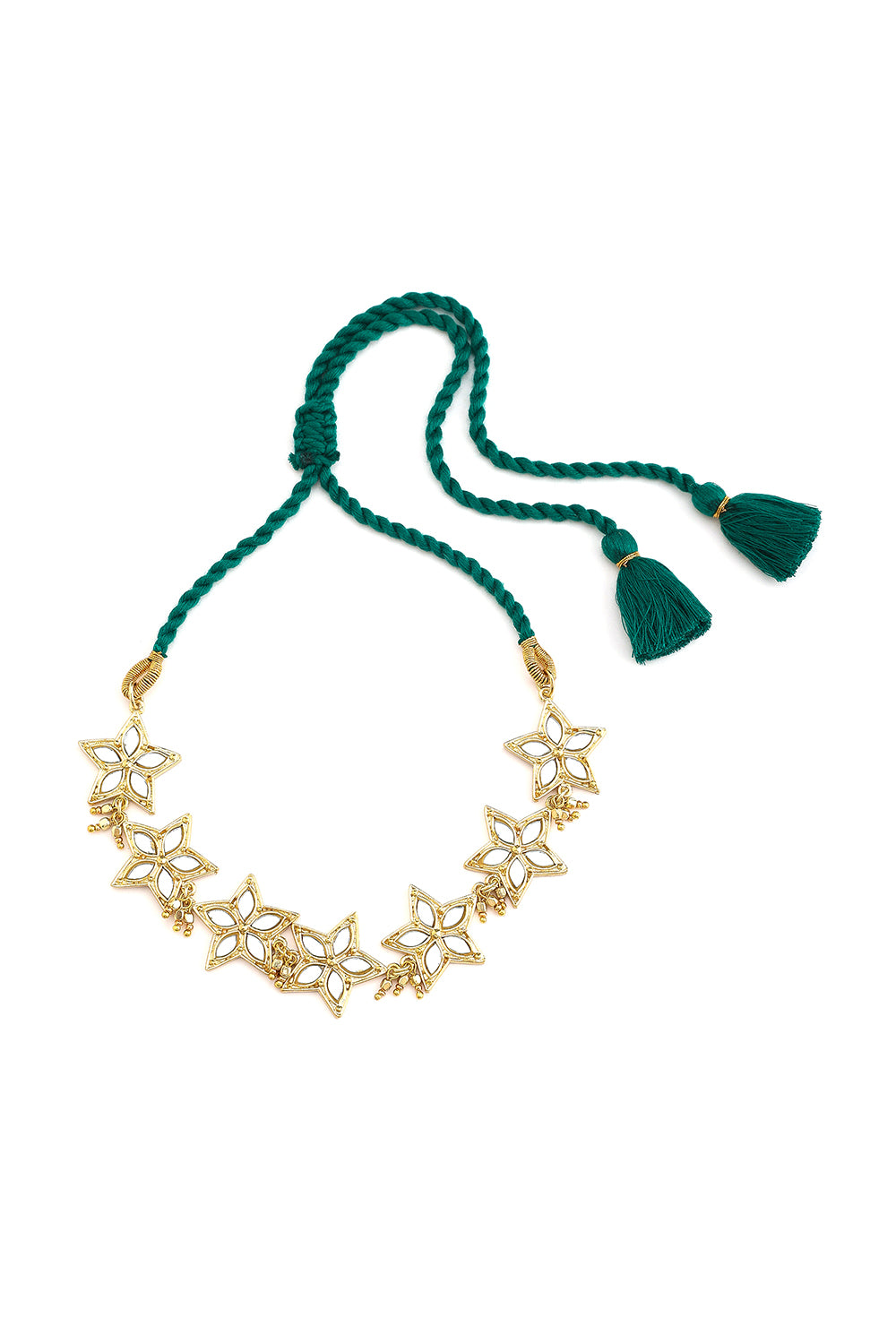 Flower Mirror Work Gold Choker