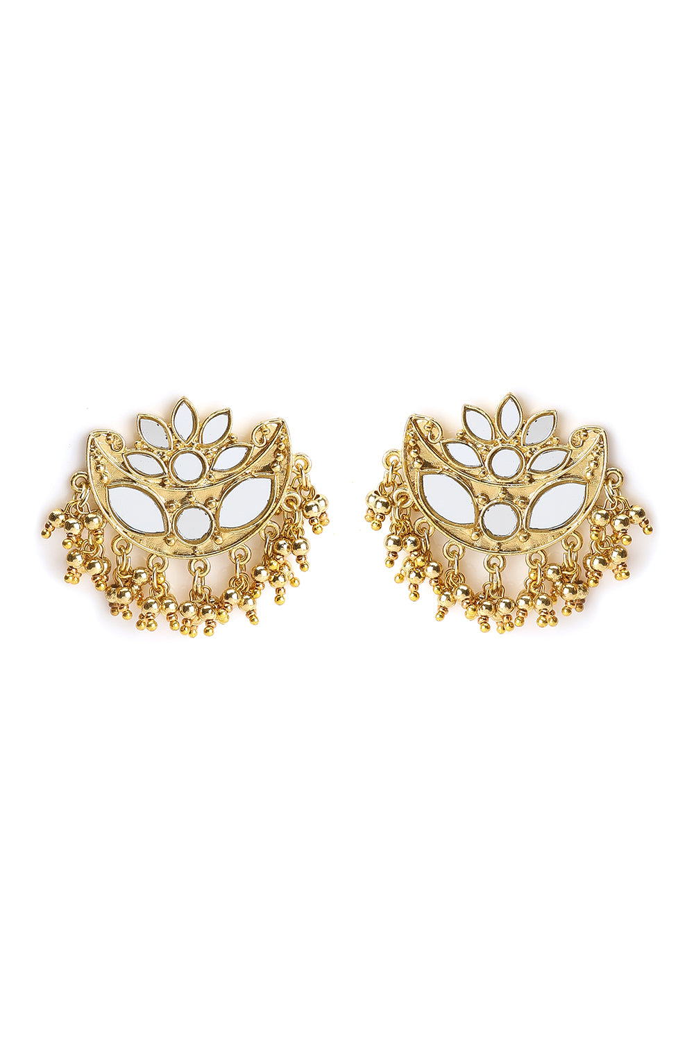 Lotus Mirror Work Studs In Gold