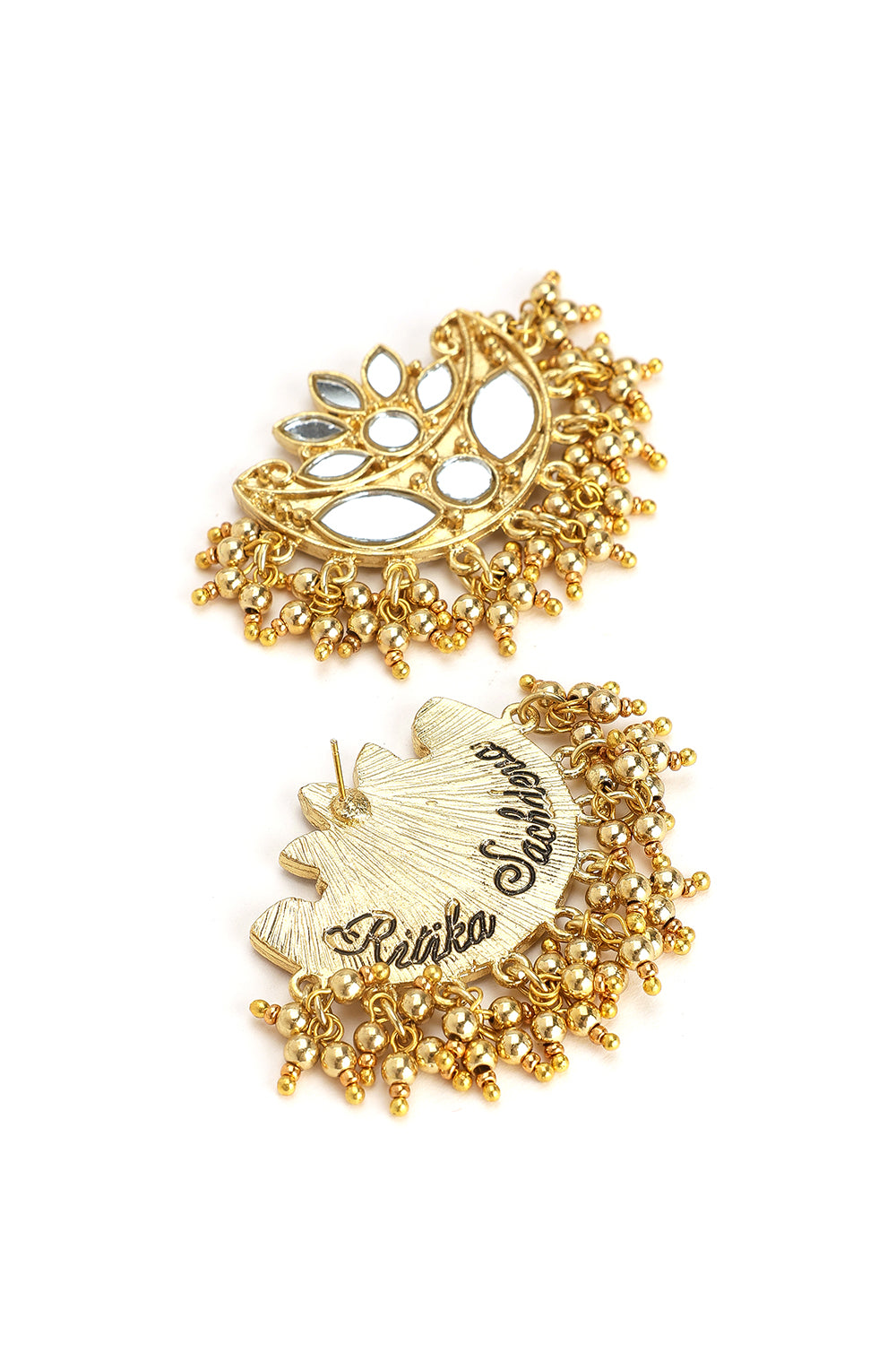 Lotus Mirror Work Studs In Gold