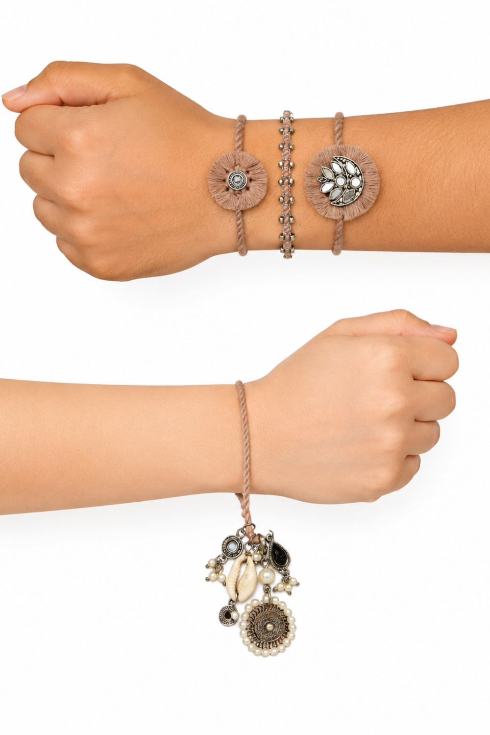 Peach Rakhi & Lumba Set (4 pieces)