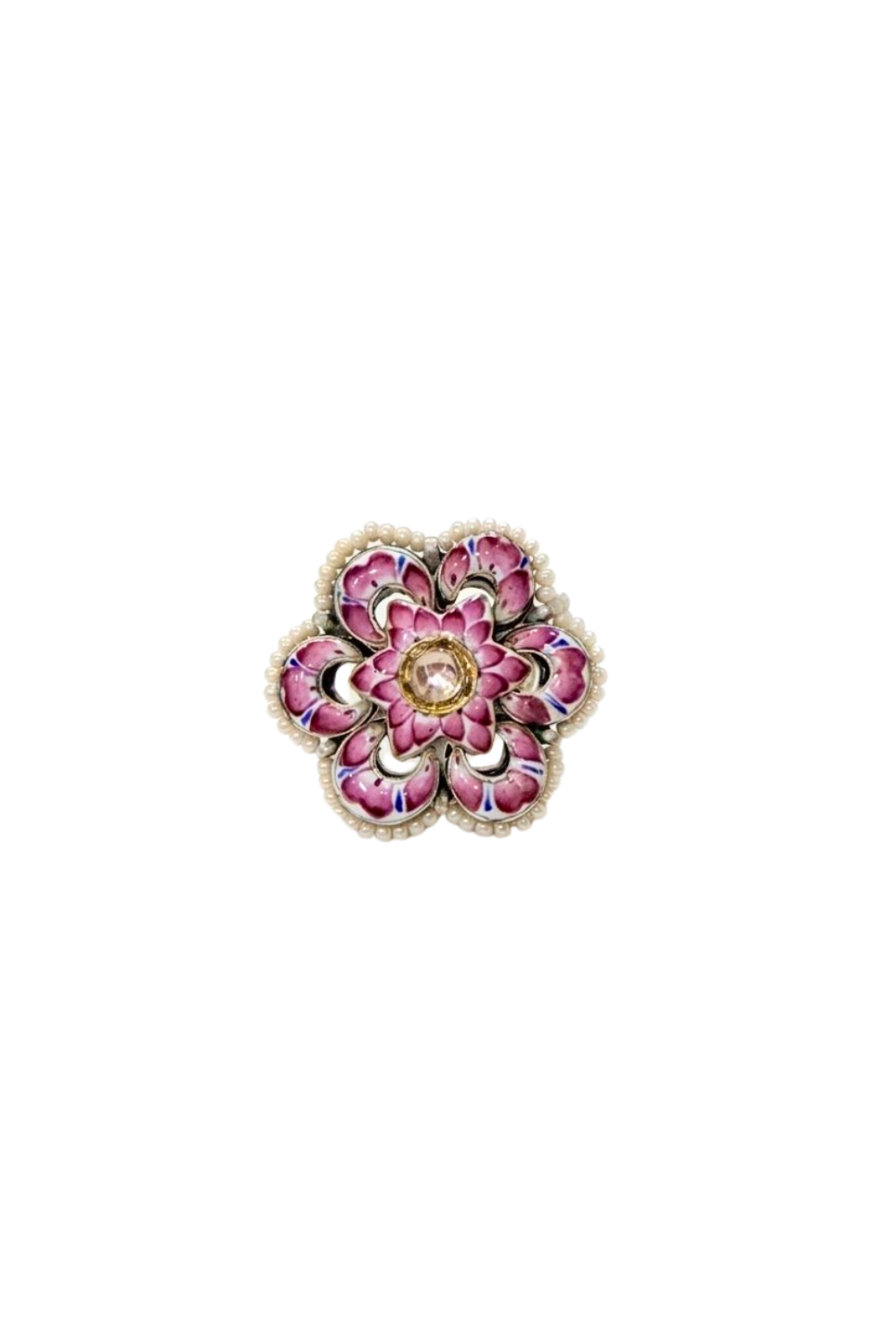 Banarasi Peony Ring (99% Pure Silver)