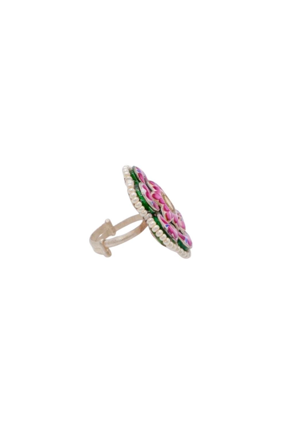 Banarasi Peony Ring (99% Pure Silver)