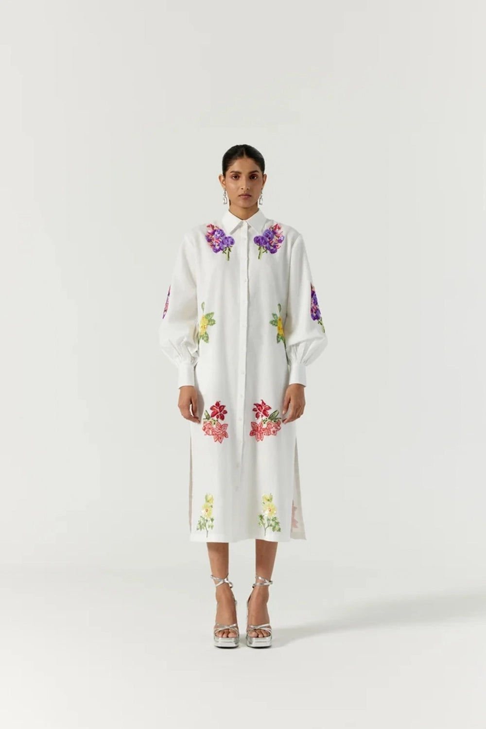 White Botanical Dress