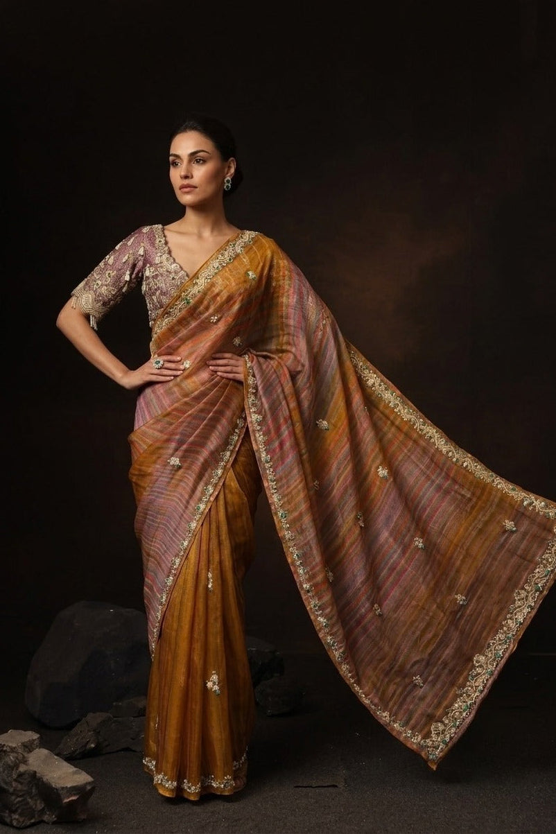 Taupe Amethyst Saree