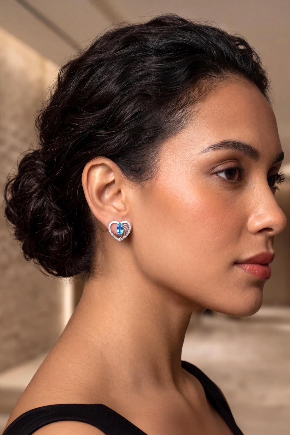 Heart Marquise Blue Topaz Earring (Birthstone November)