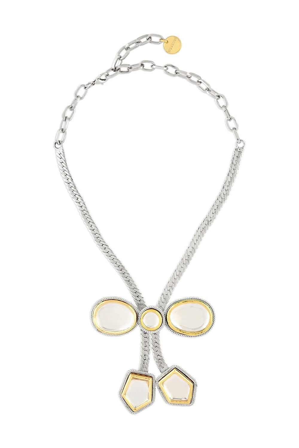 Gold & Silver Polki Bow Necklace