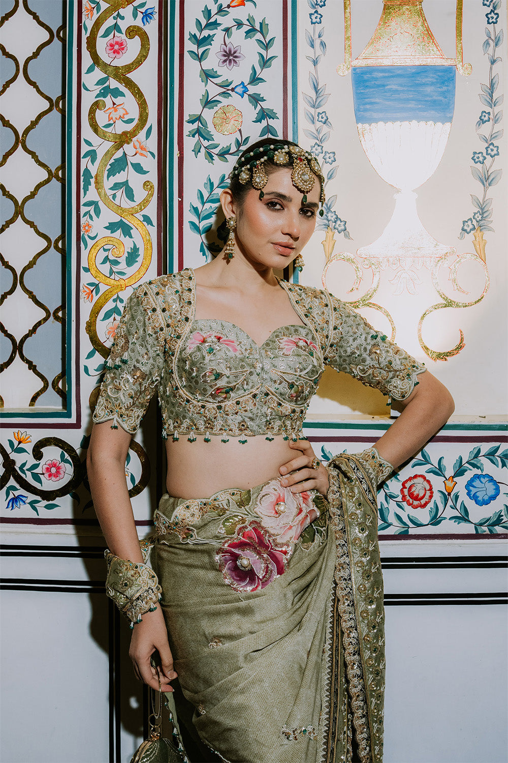 The Baqsa Appliqué Satin Saree