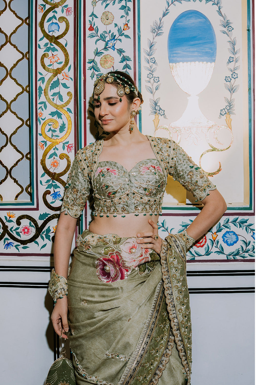 The Baqsa Appliqué Satin Saree