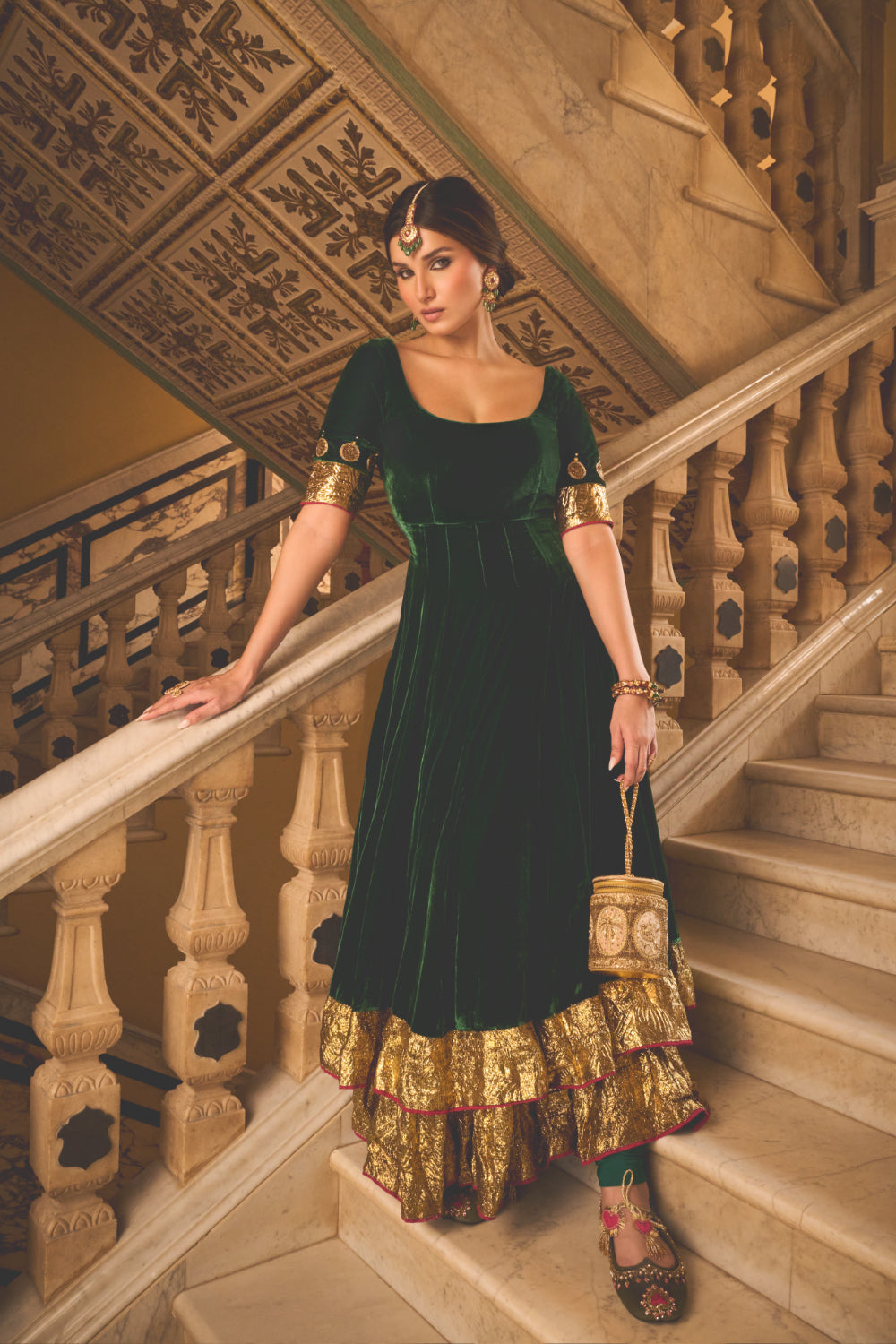 Nur Silk Velvet Double Layer Anarkali