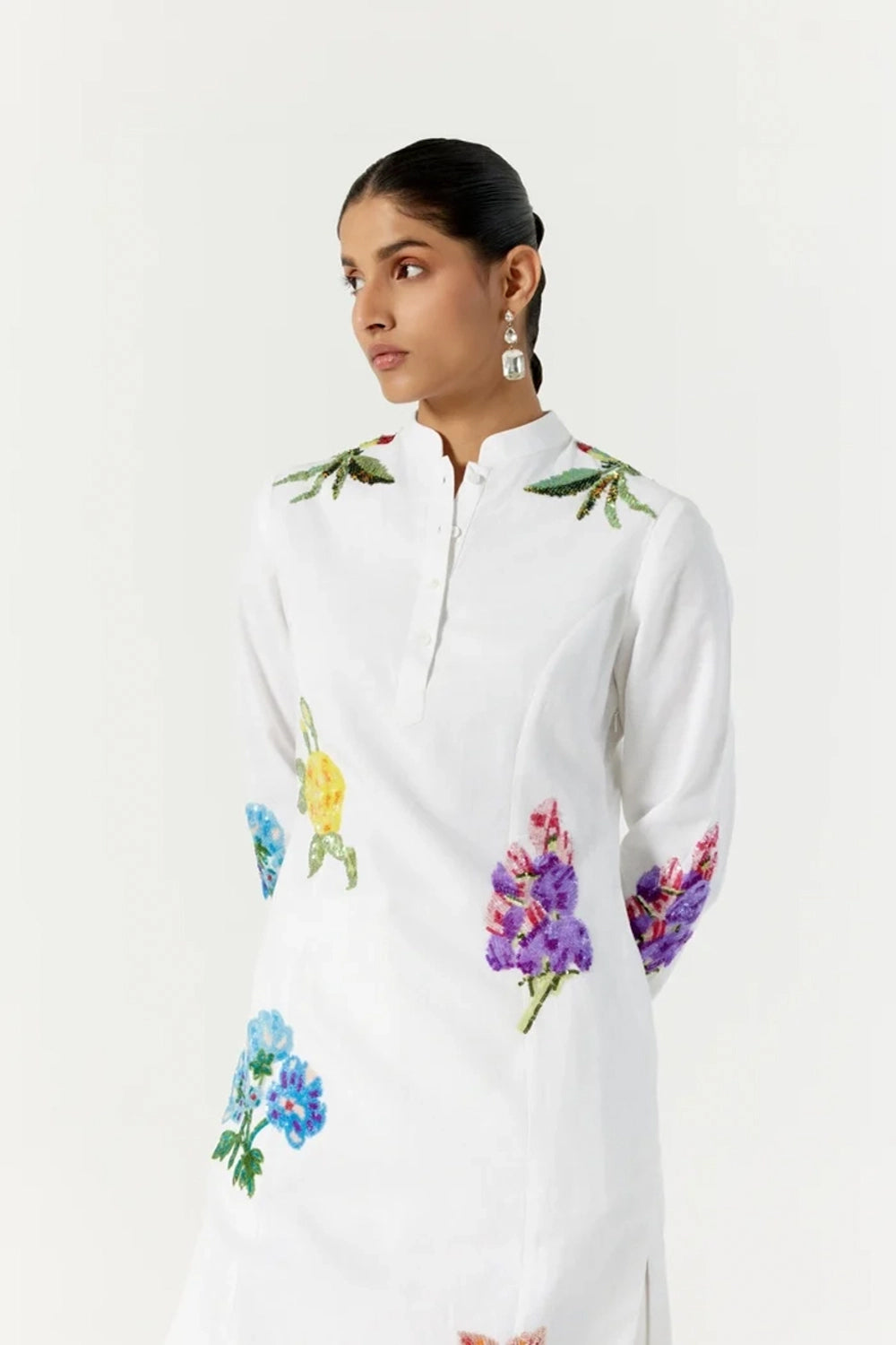 White Botanical Kurta