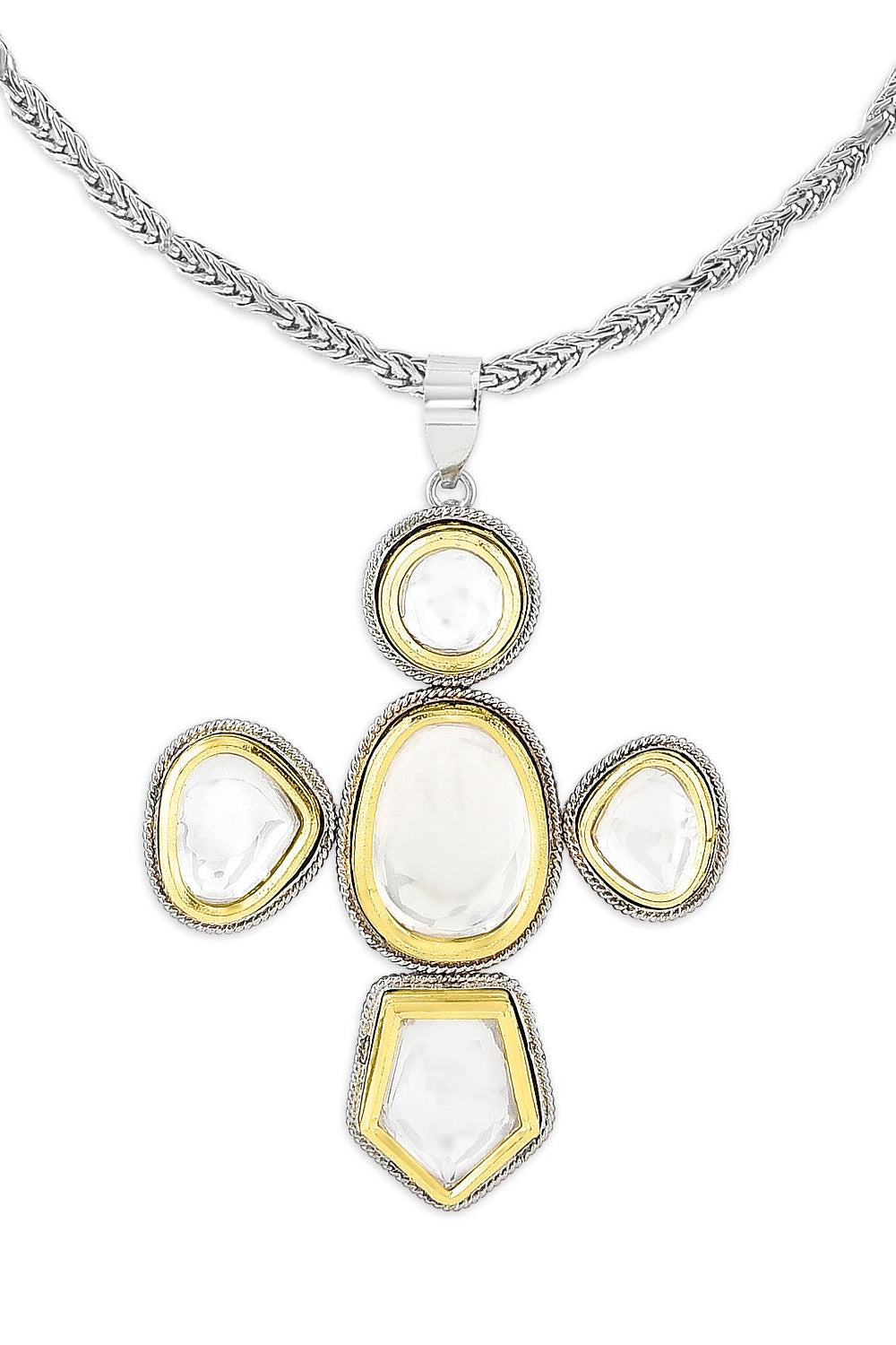 Gold & Silver Polki Church Necklace