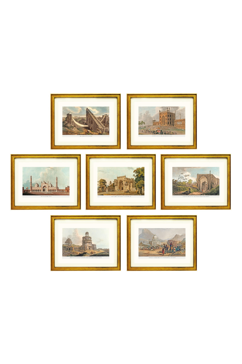 Monuments of India Collection (Gold Frame Set of 7 Art Prints)