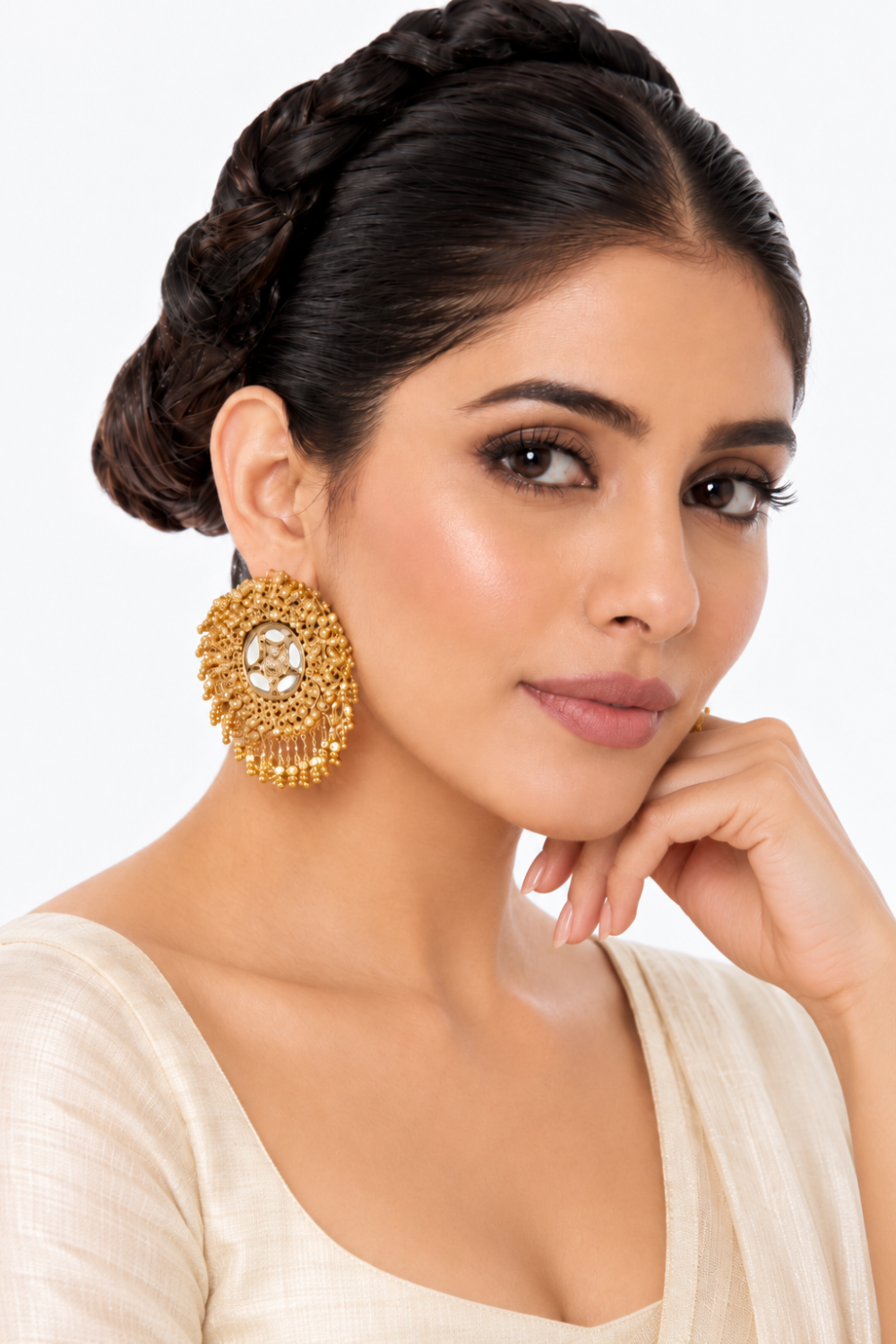 Gold Circle Filigree Sturd Mirrors Earrings