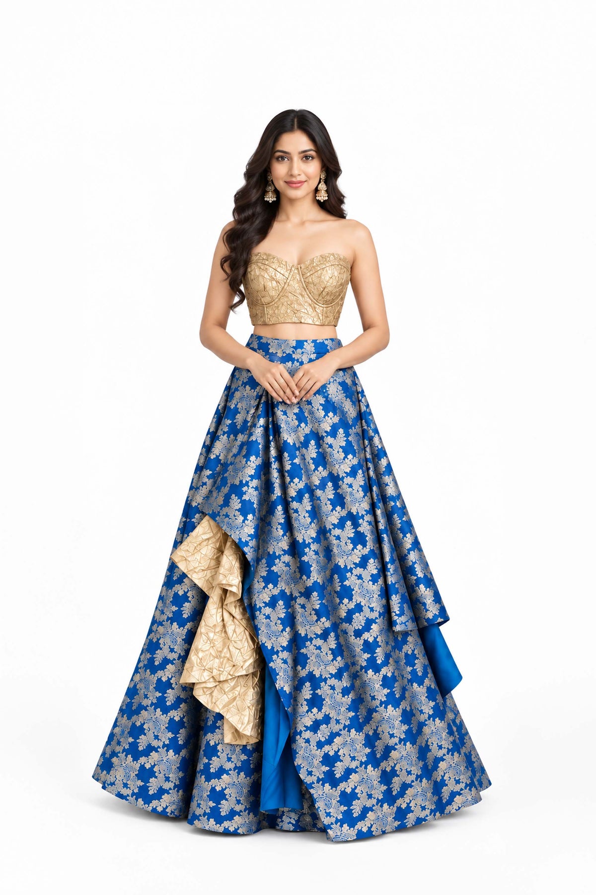 Cobalt Draped Lehenga Set