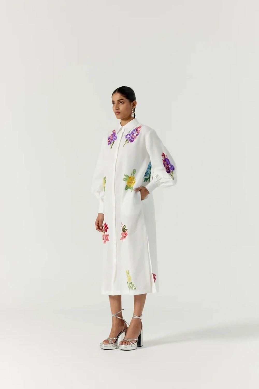 White Botanical Dress