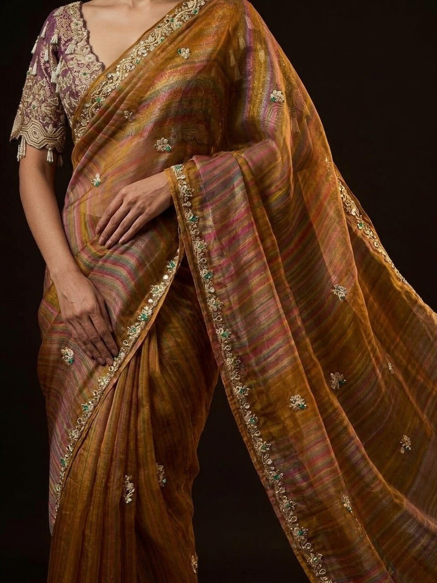 Taupe Amethyst Saree