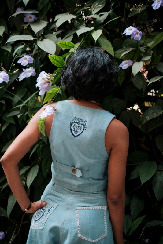 Handloom Denim Koti Waistcoat