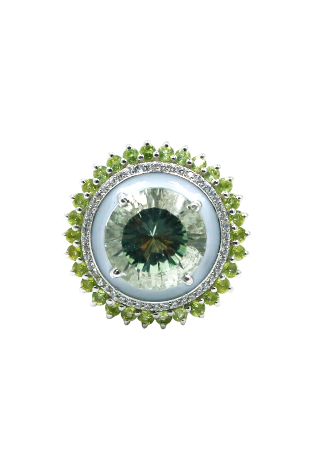 Green Fire Ring (Peridot and Green Amethyst)
