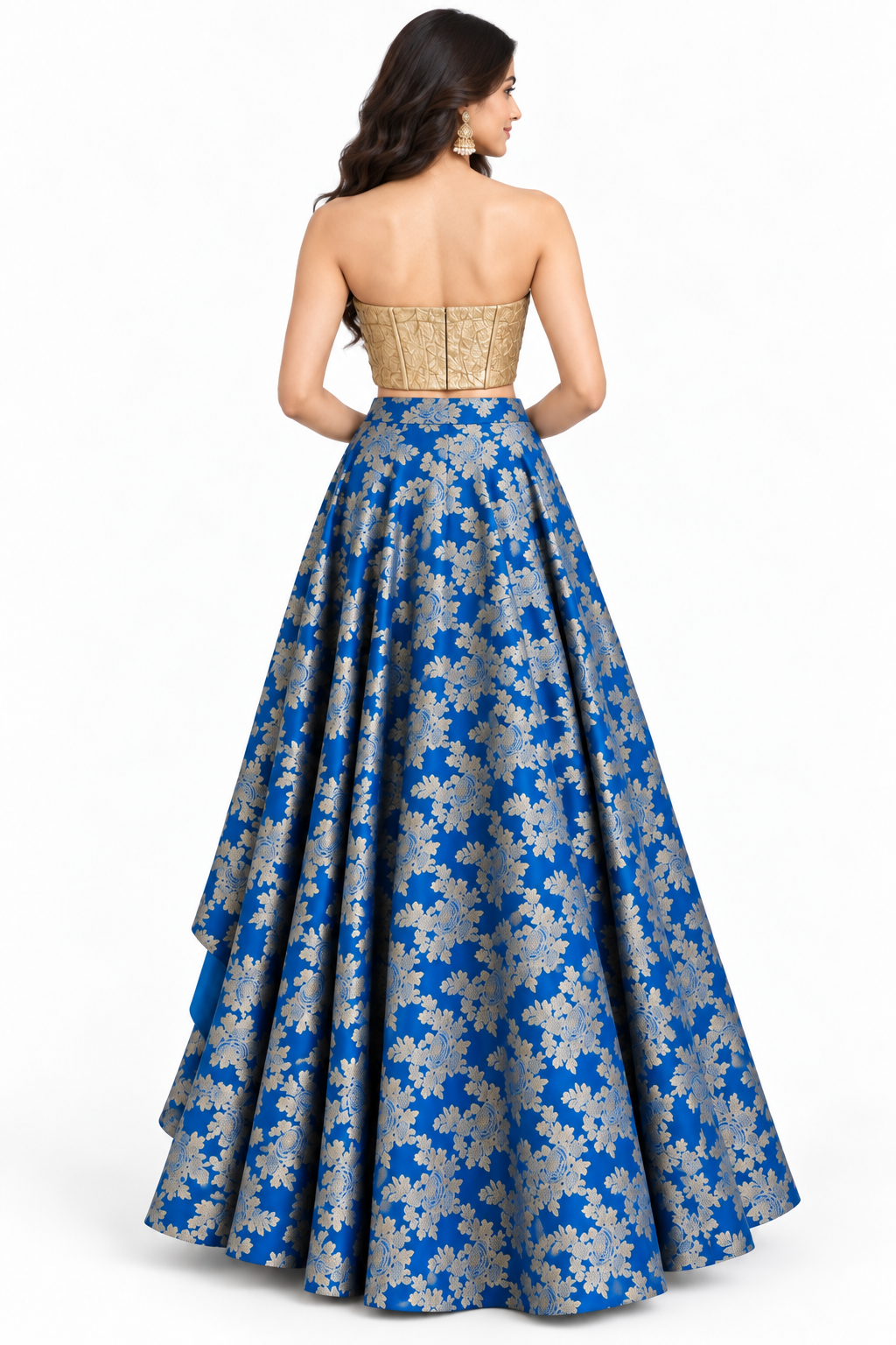 Cobalt Draped Lehenga Set