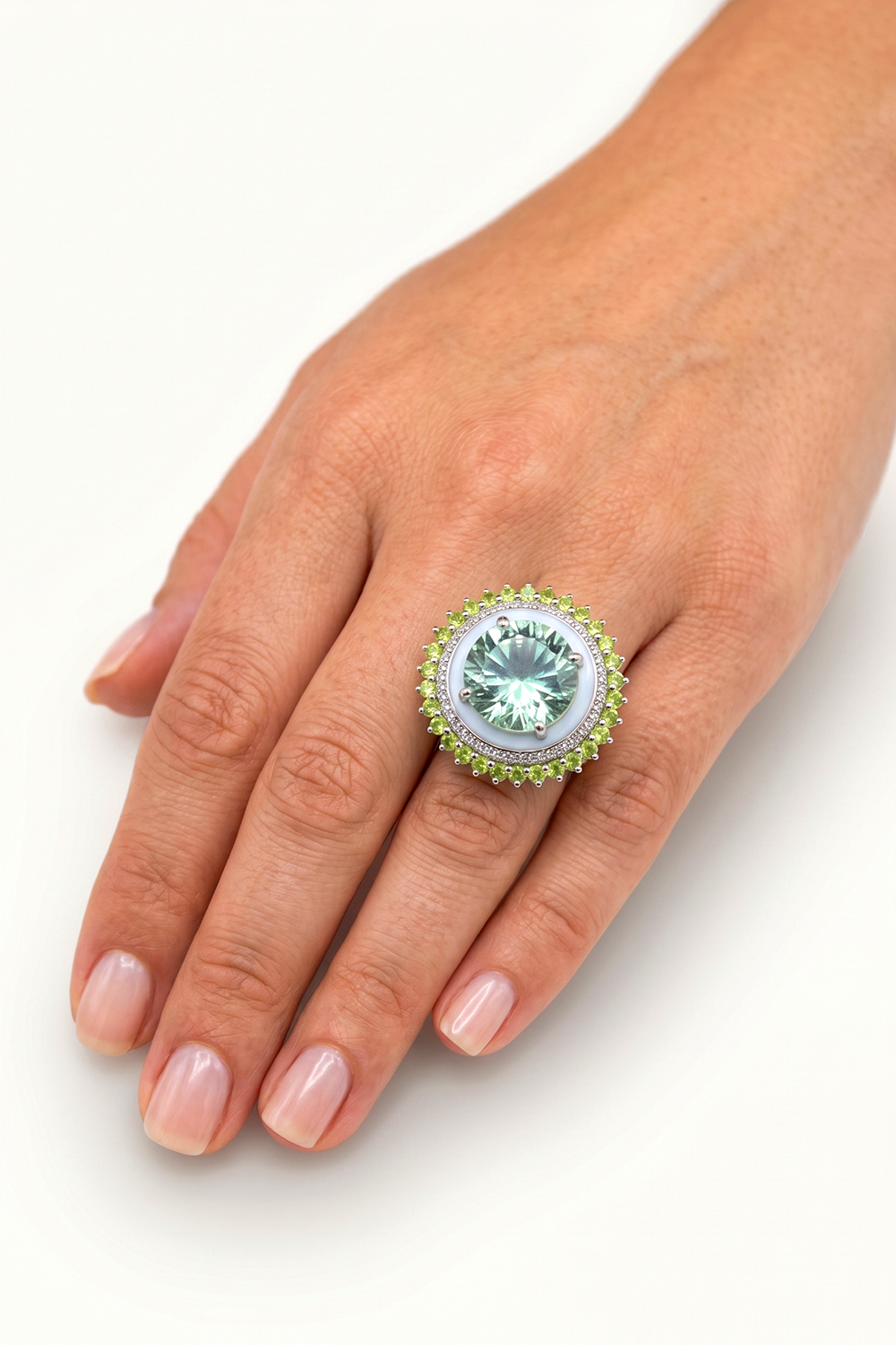 Green Fire Ring (Peridot and Green Amethyst)