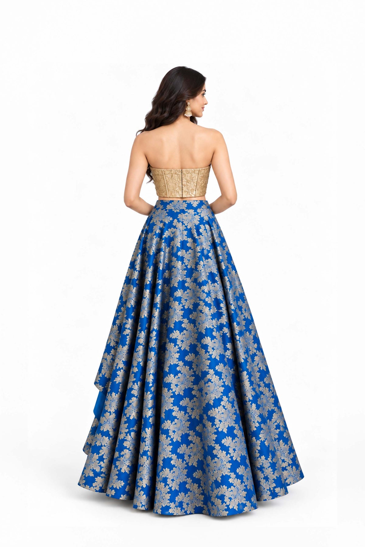 Cobalt Draped Lehenga Set
