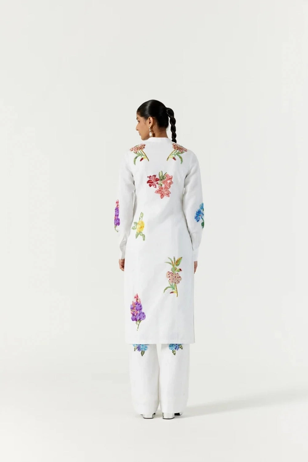 White Botanical Kurta