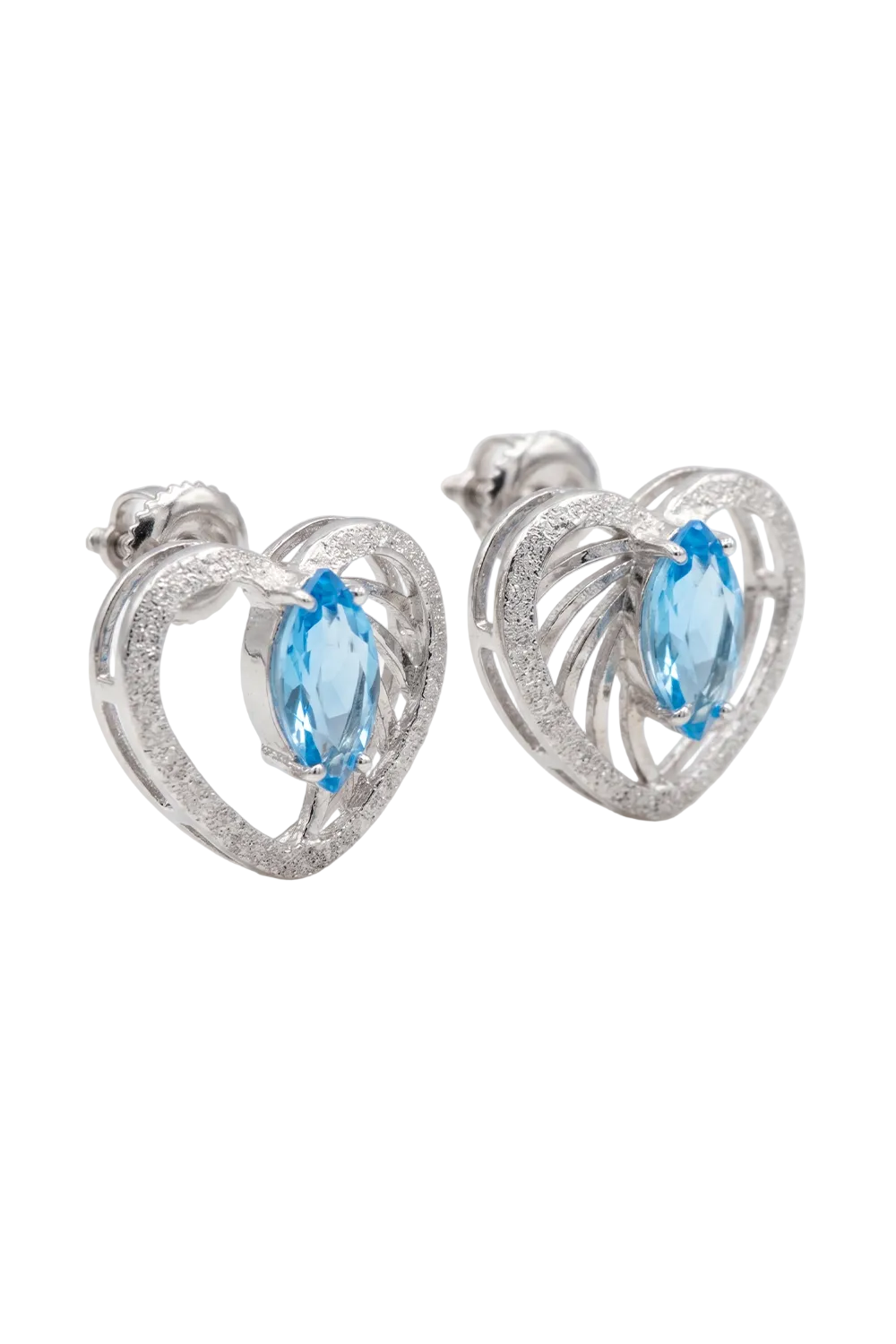 Heart Marquise Blue Topaz Earring (Birthstone November)