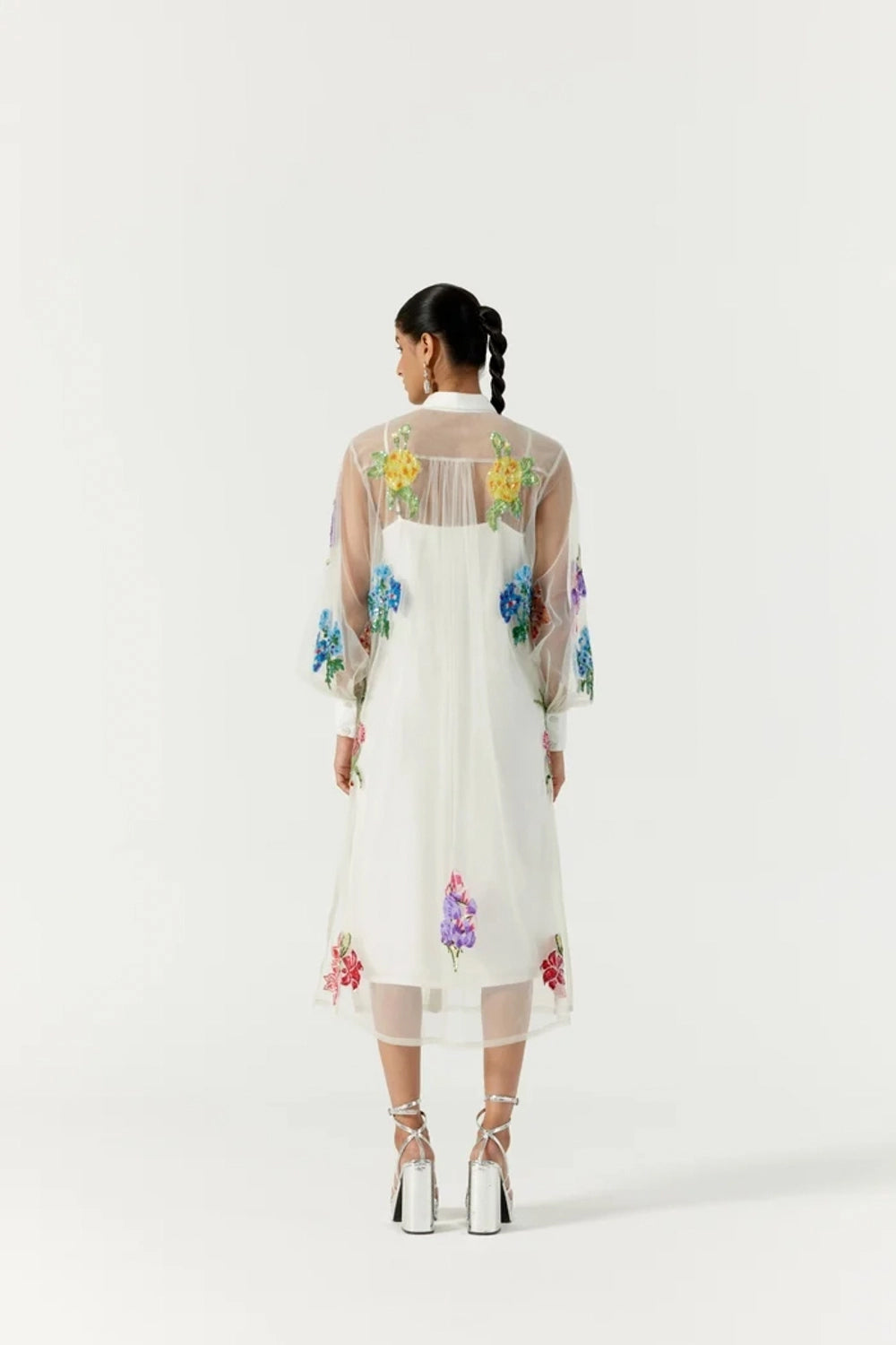 White Botanical Shirt Dress