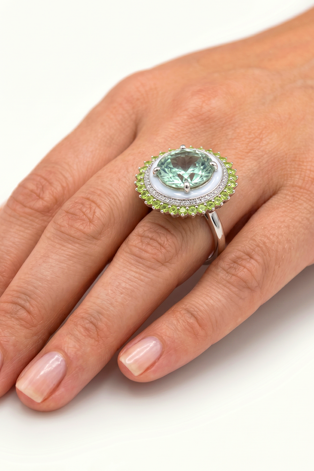 Green Fire Ring (Peridot and Green Amethyst)