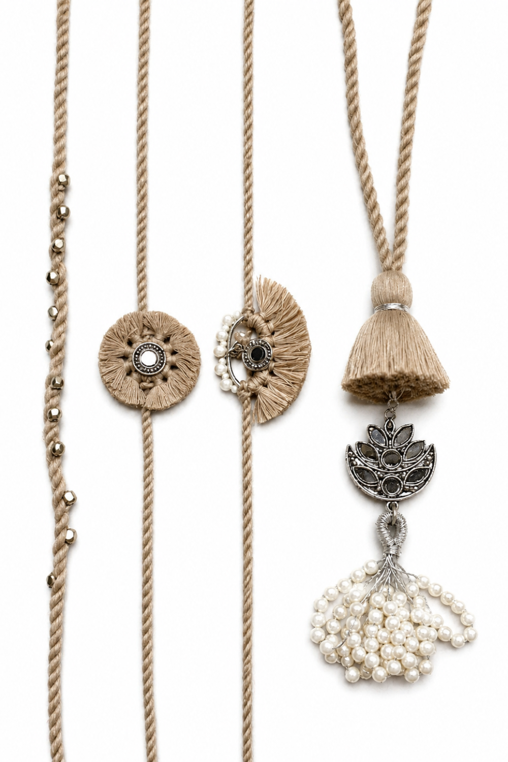 Beige Rakhi & Lumba Set (4 Pieces)