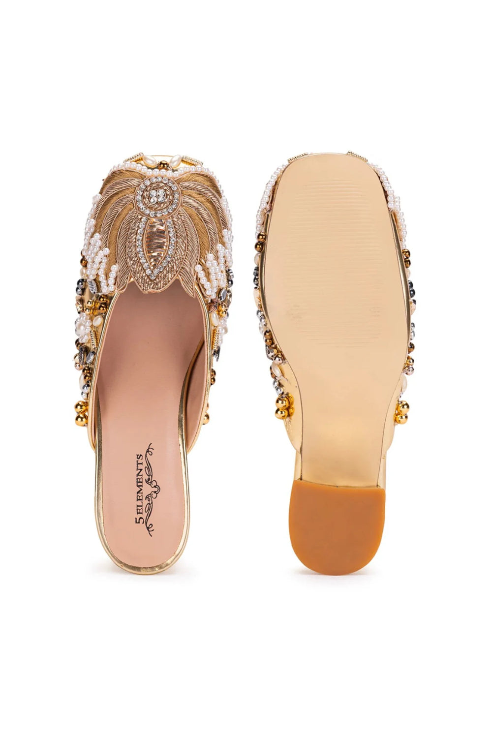 Gold Lotus Mule Heel