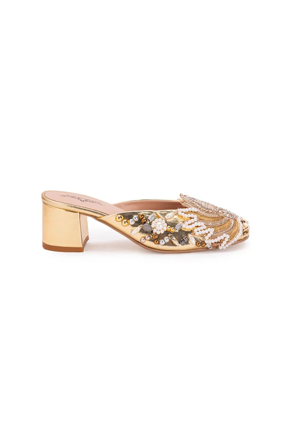 Gold Lotus Mule Heel