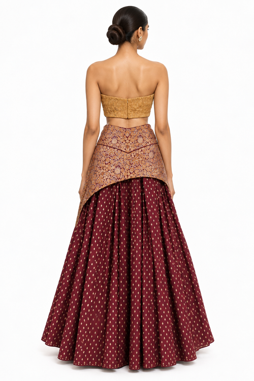 Merlot Brocade Lehenga Set