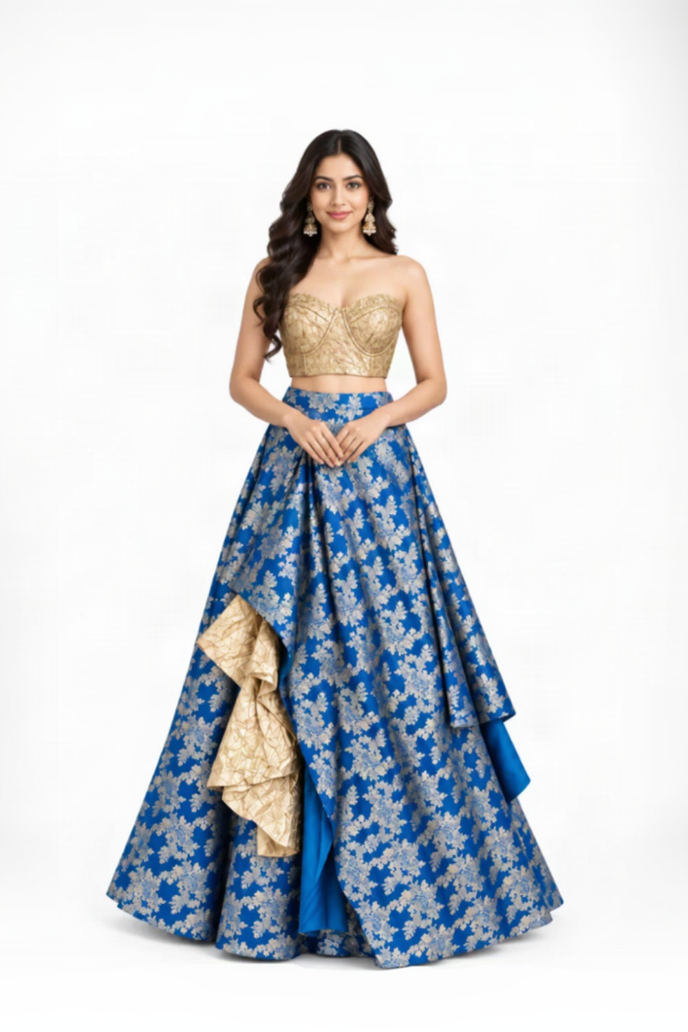 Cobalt Draped Lehenga Set