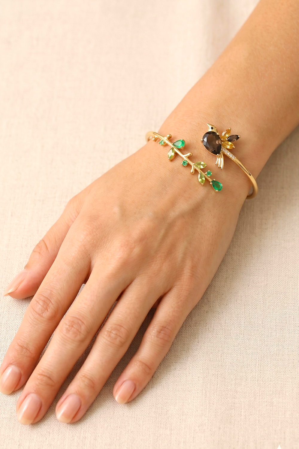 The Flying Bird Bracelet (Peridot, Smoky Topaz & Citrine)