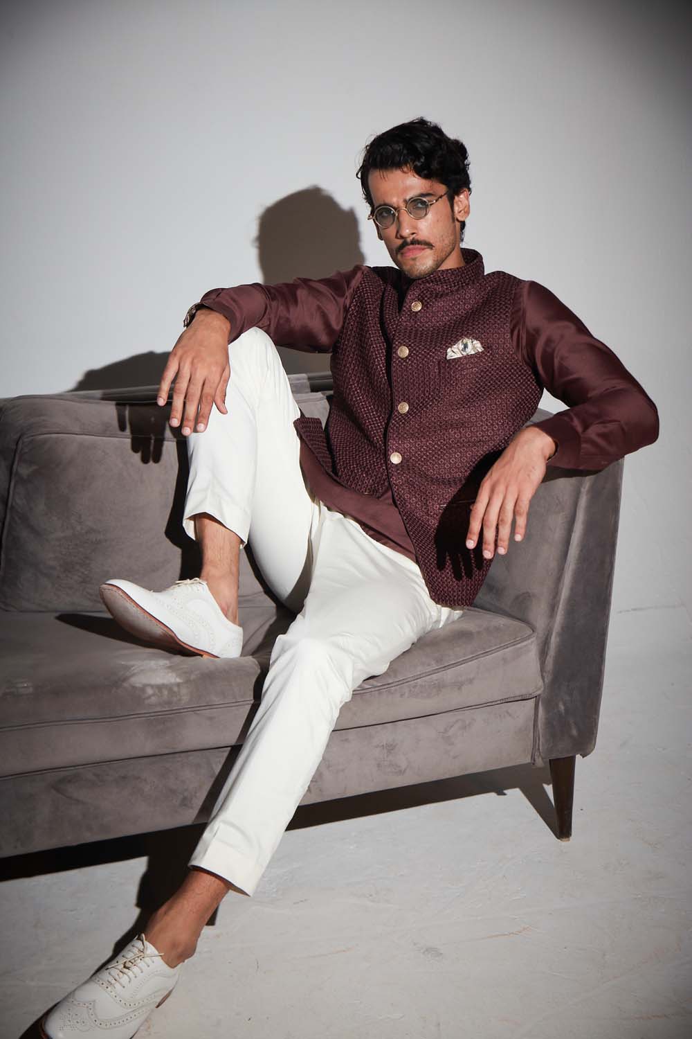 Inara Raised Collar Nehru Jacket Set