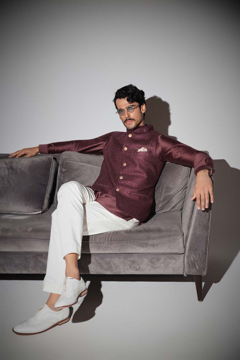 Inara Raised Collar Nehru Jacket Set