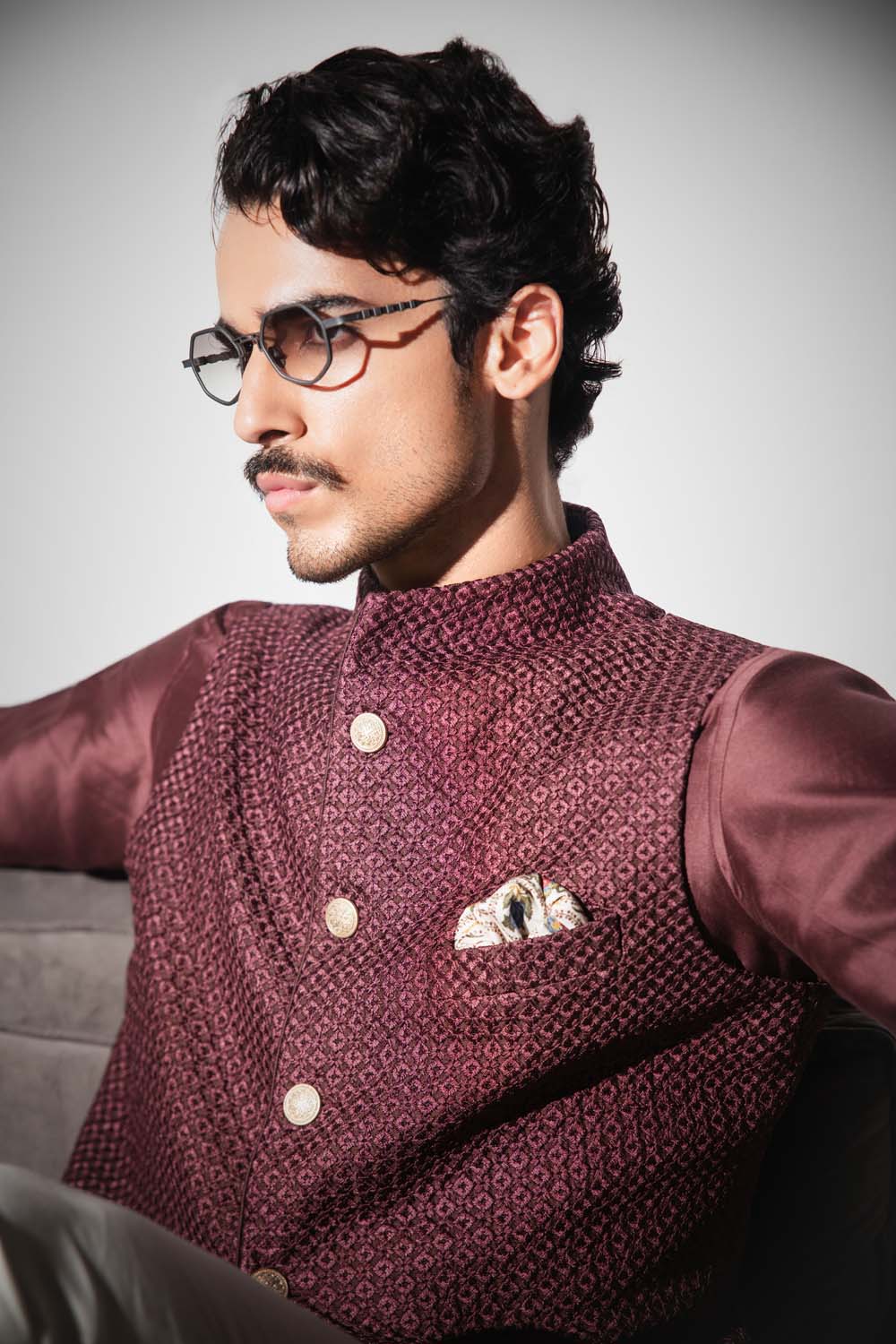 Inara Raised Collar Nehru Jacket Set