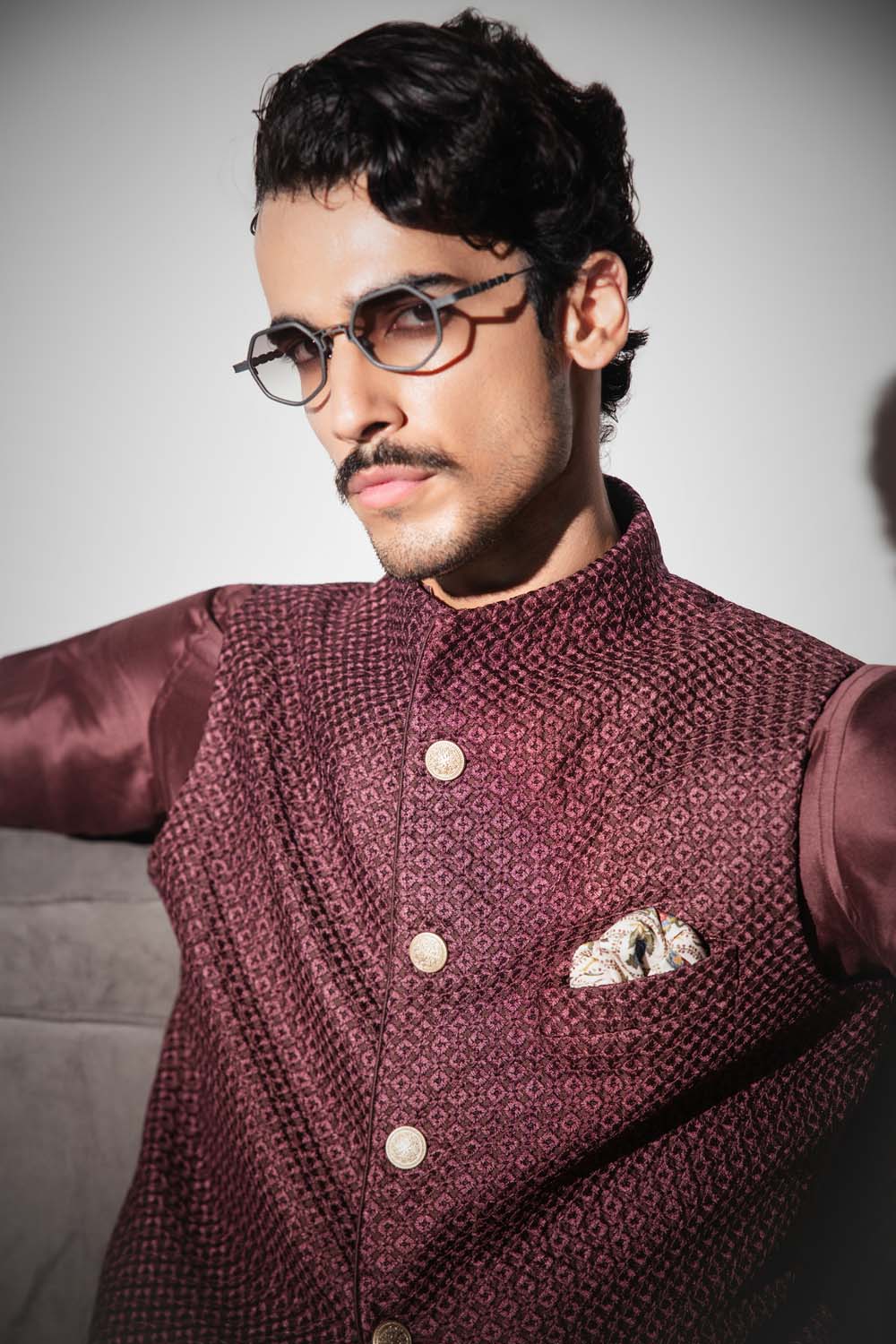 Inara Raised Collar Nehru Jacket Set