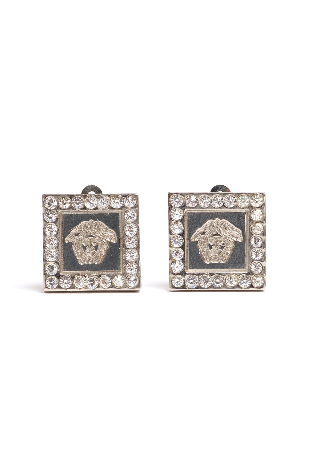 VINTAGE GIANNI VERSACE MEDUSA SQUARE STUD EARRINGS
