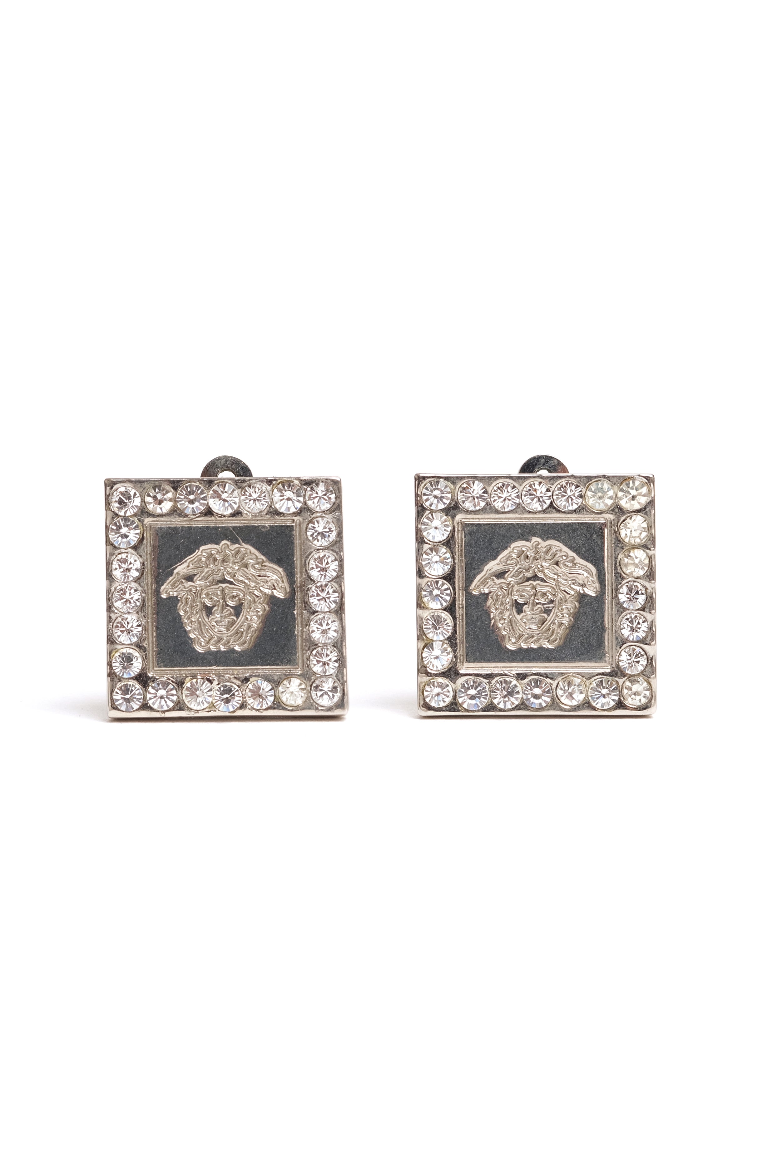 VINTAGE GIANNI VERSACE MEDUSA SQUARE STUD EARRINGS
