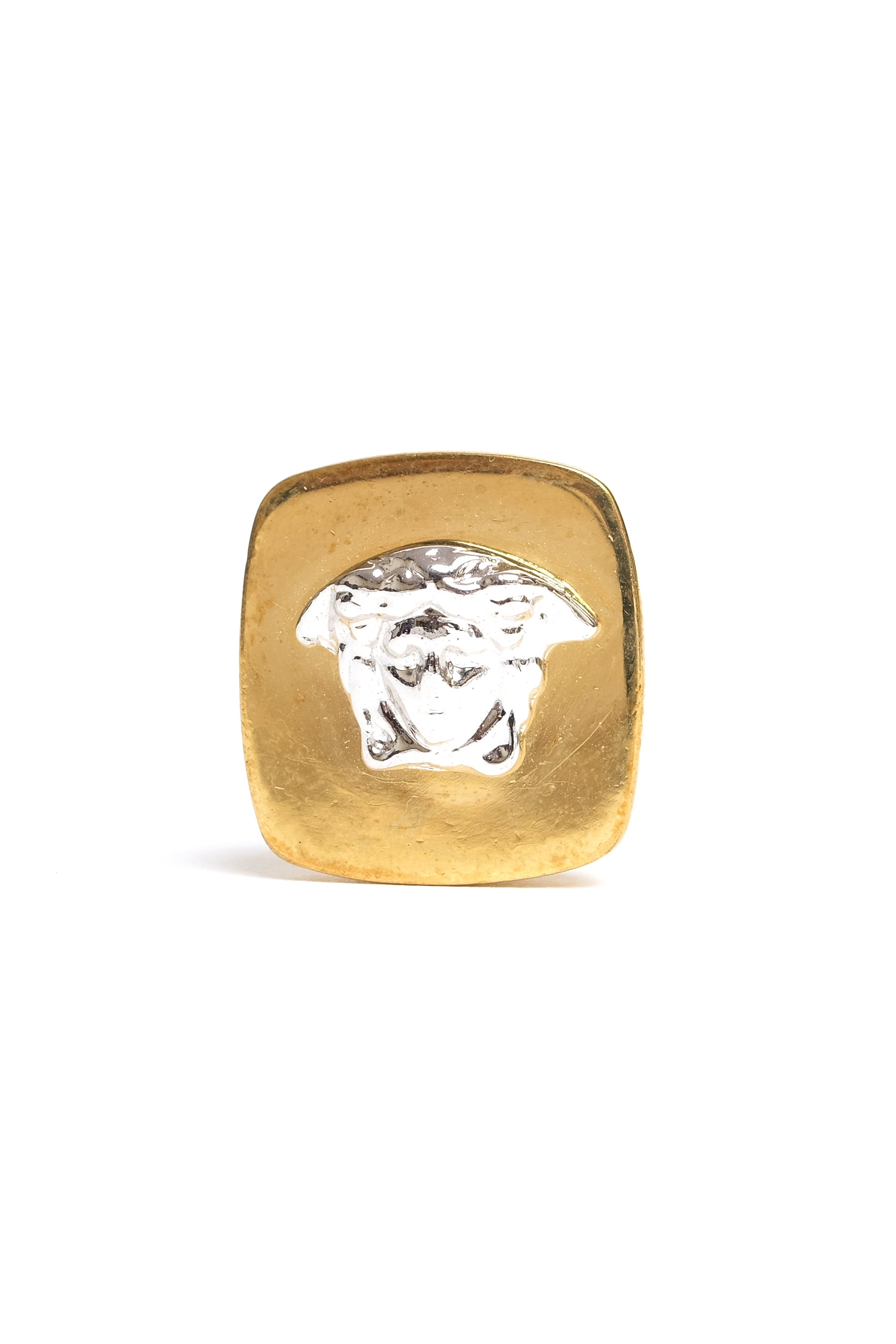 VINTAGE GIANNI VERSACE MEDUSA TWO TONE  STUD EARRINGS