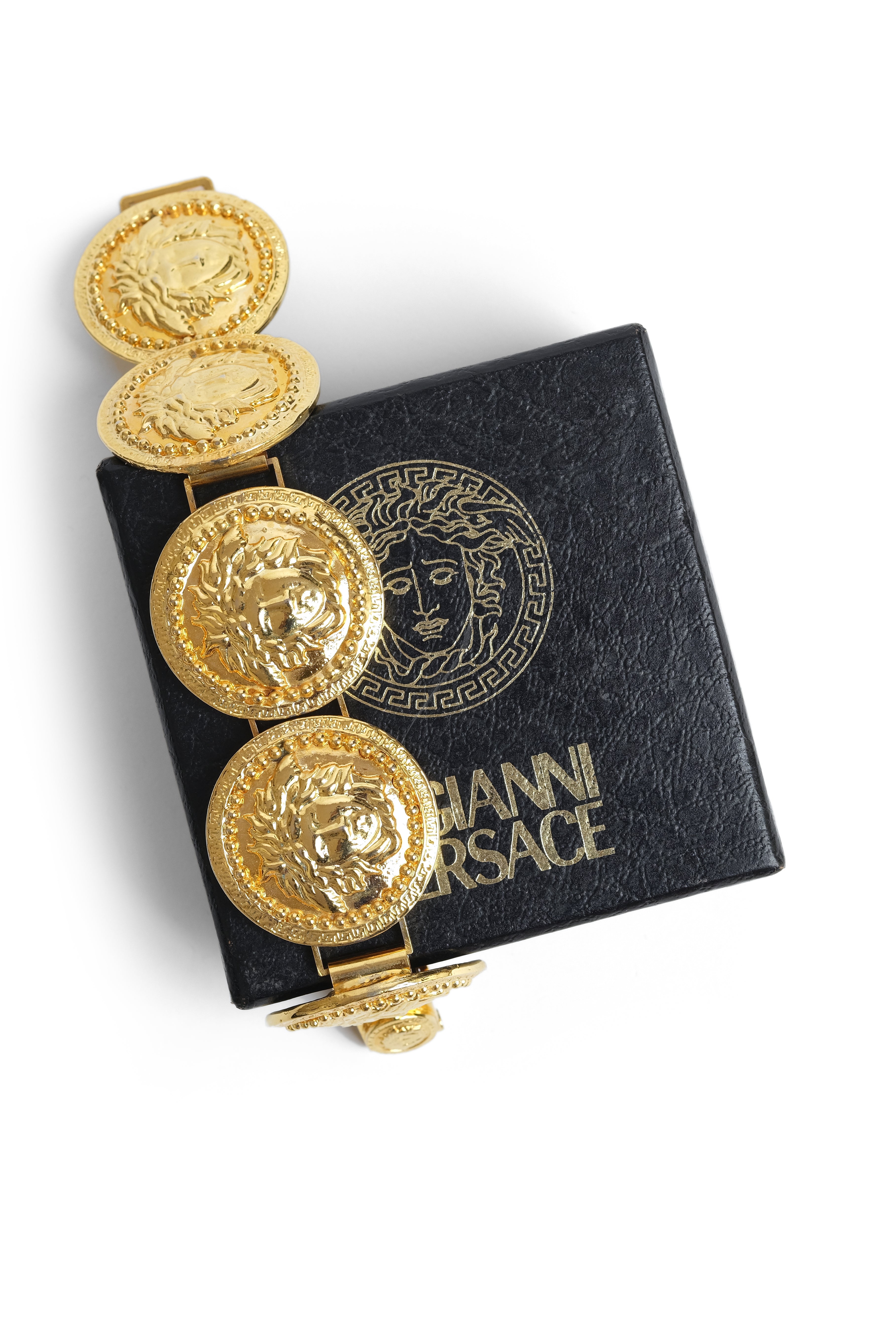 Vintage Gianni Versace Gold Medusa Coin Bracelet