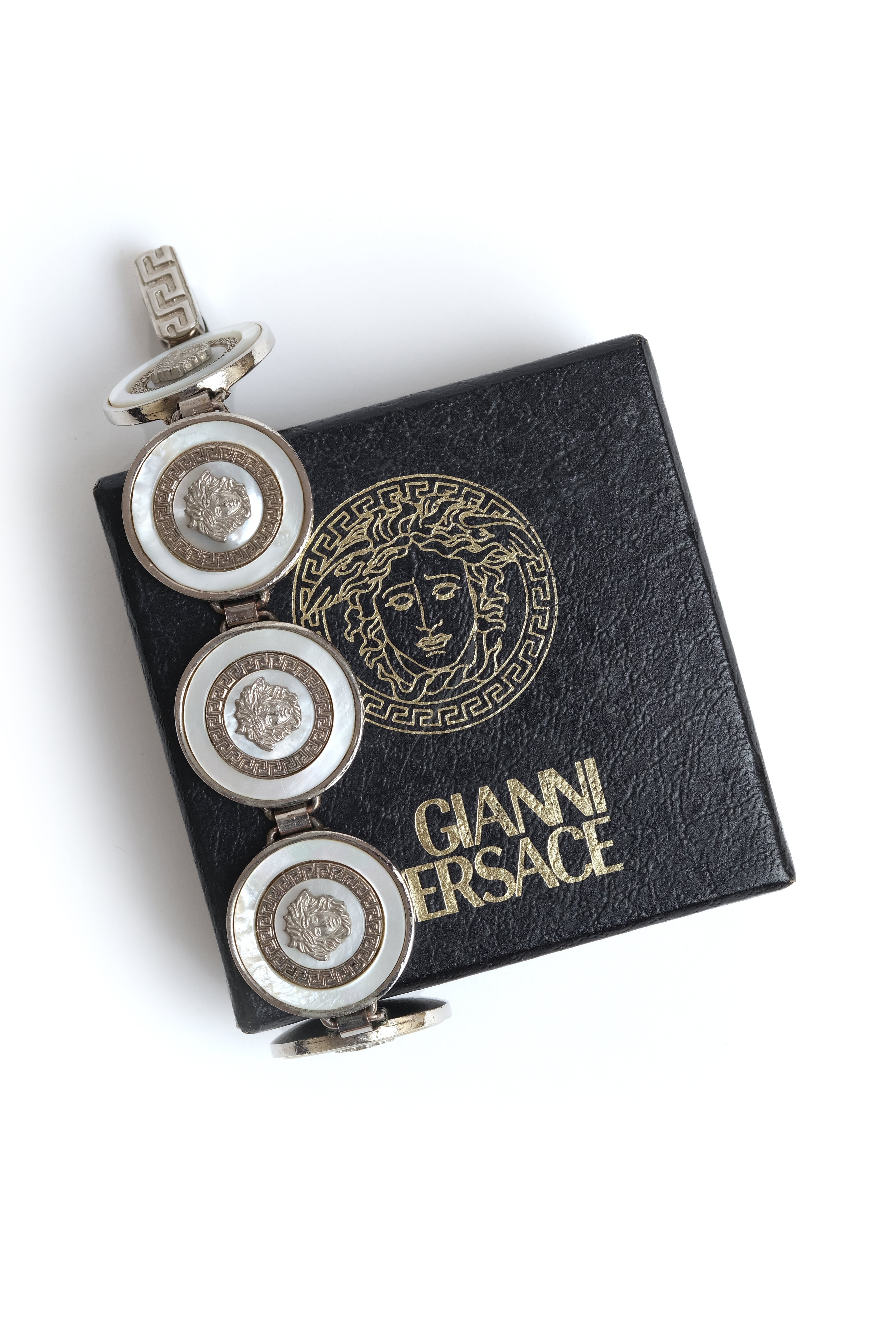 Vintage Gianni Versace Silver Tone Medusa Coin Bracelet