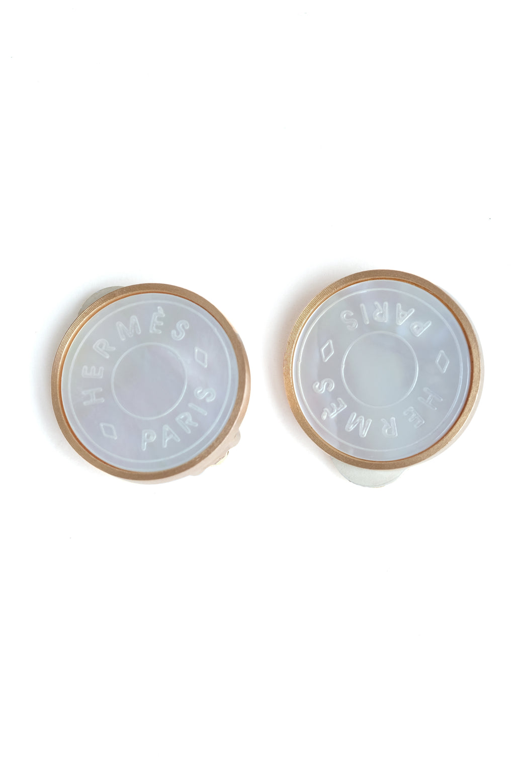 Vintage Hermes white enamel,Mother of pearl earrings