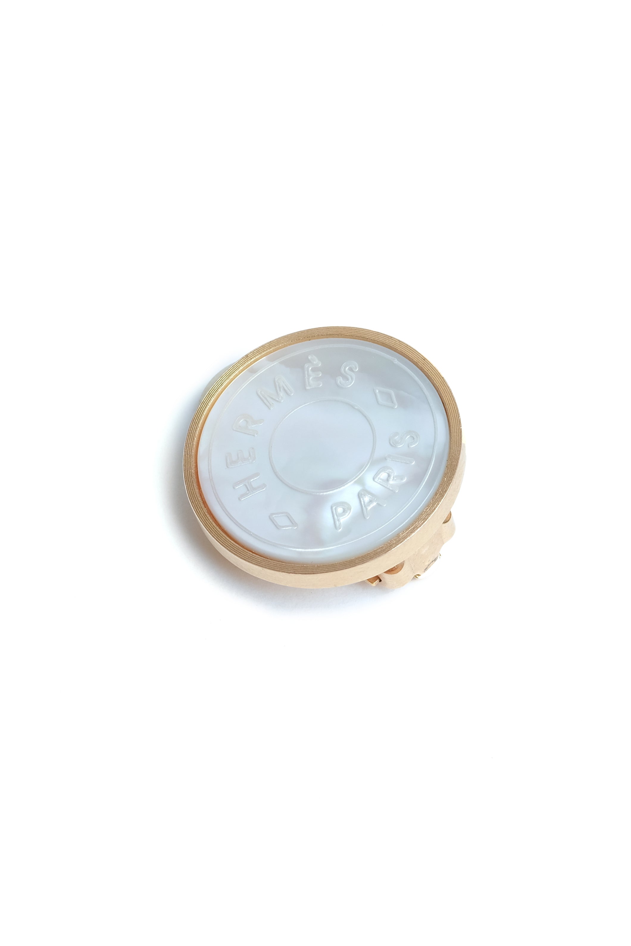 Vintage Hermes white enamel,Mother of pearl earrings