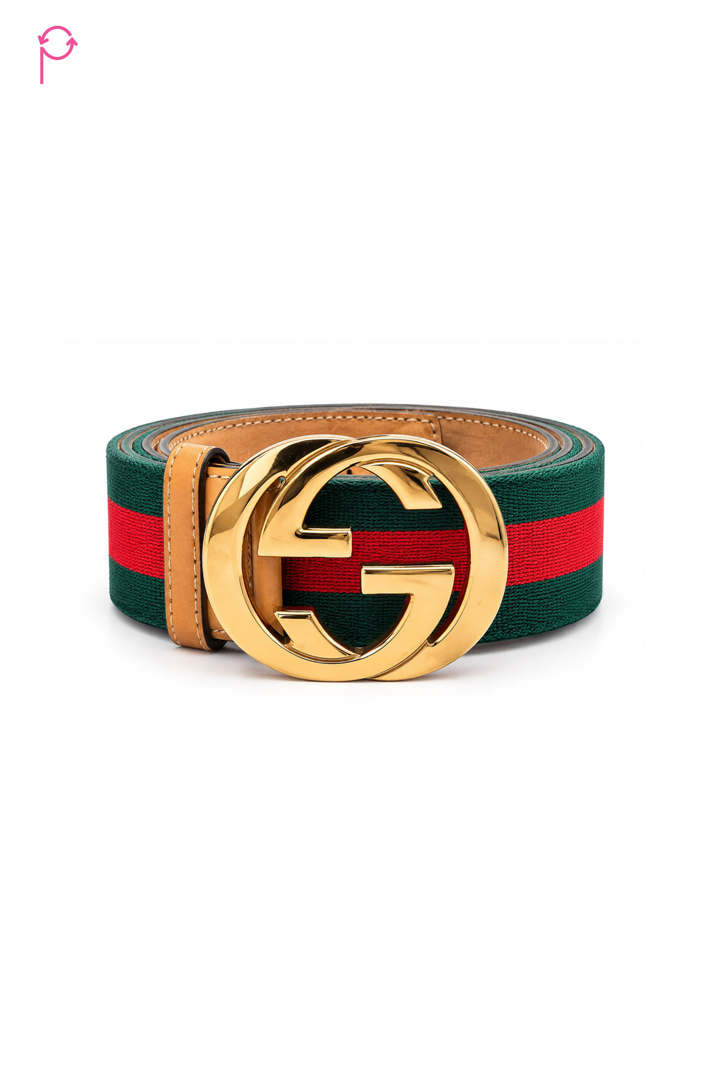 Preloved GG Buckle Red & Green Belt