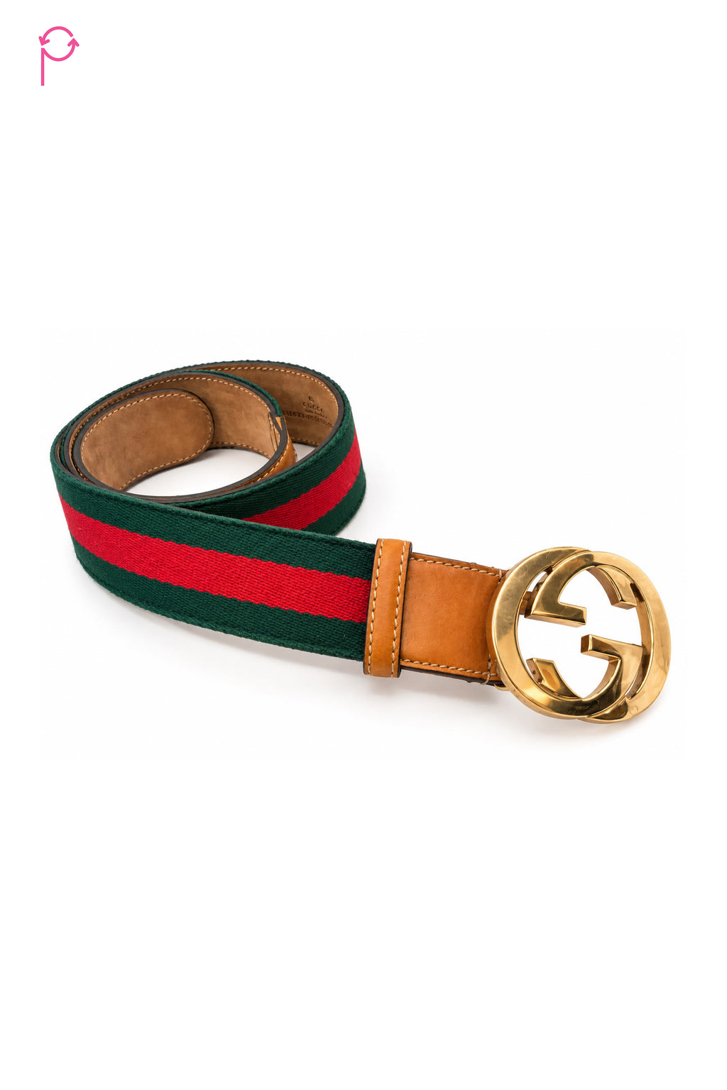 Preloved GG Buckle Red & Green Belt