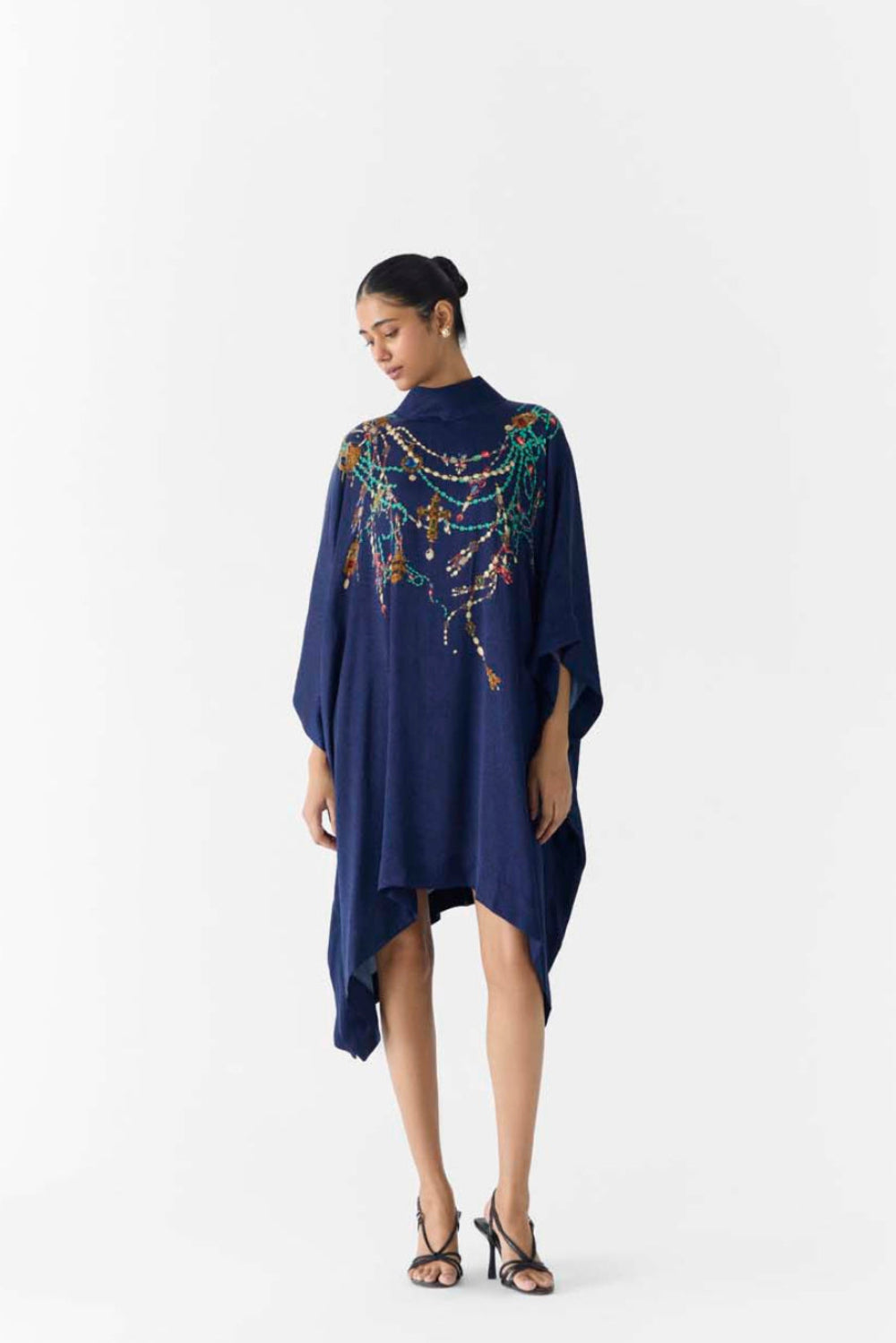 Navy Maharani Round Collar Kimono (Freesize)